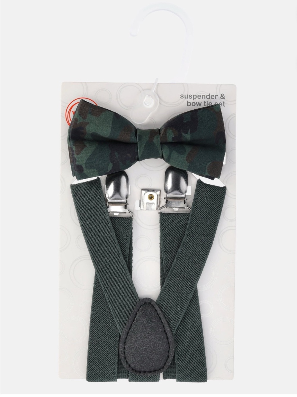 Green Camo Bow Tie Green Suspenders Set